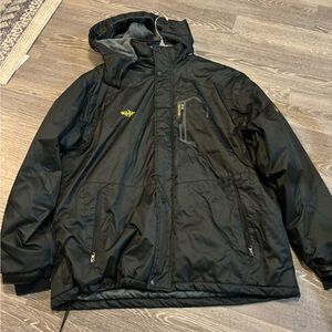 Wantdo Mens Waterproof Ski Snowboard Jacket Hooded Winter Coat Lined Black 2XL